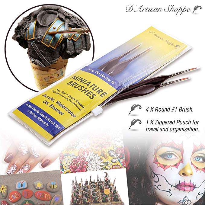 Fine Tip Round 1 Detail Art Paint Brushes - 4pcs/set – D'Artisan Shoppe